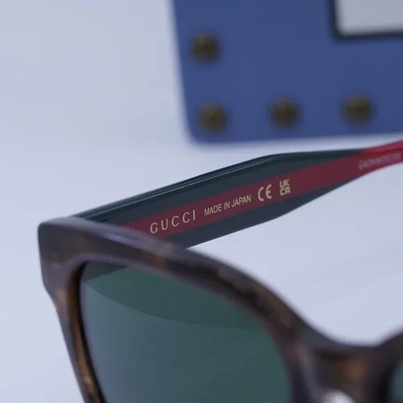 Gucci GG1872SK 003 Square Sunglasses - Brown Havana Green Red\Green